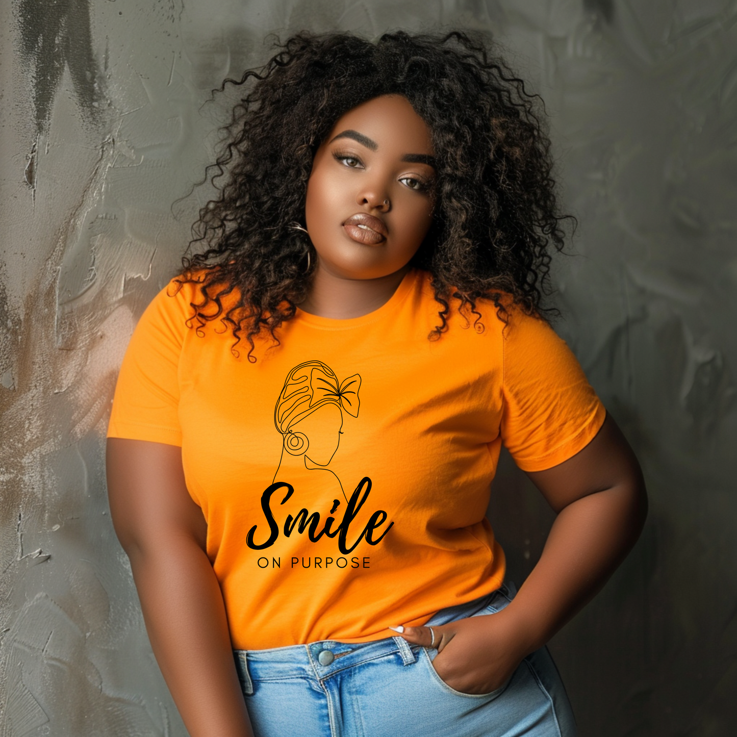 Smile On Purpose - with African American Woman Outline T-Shirt
