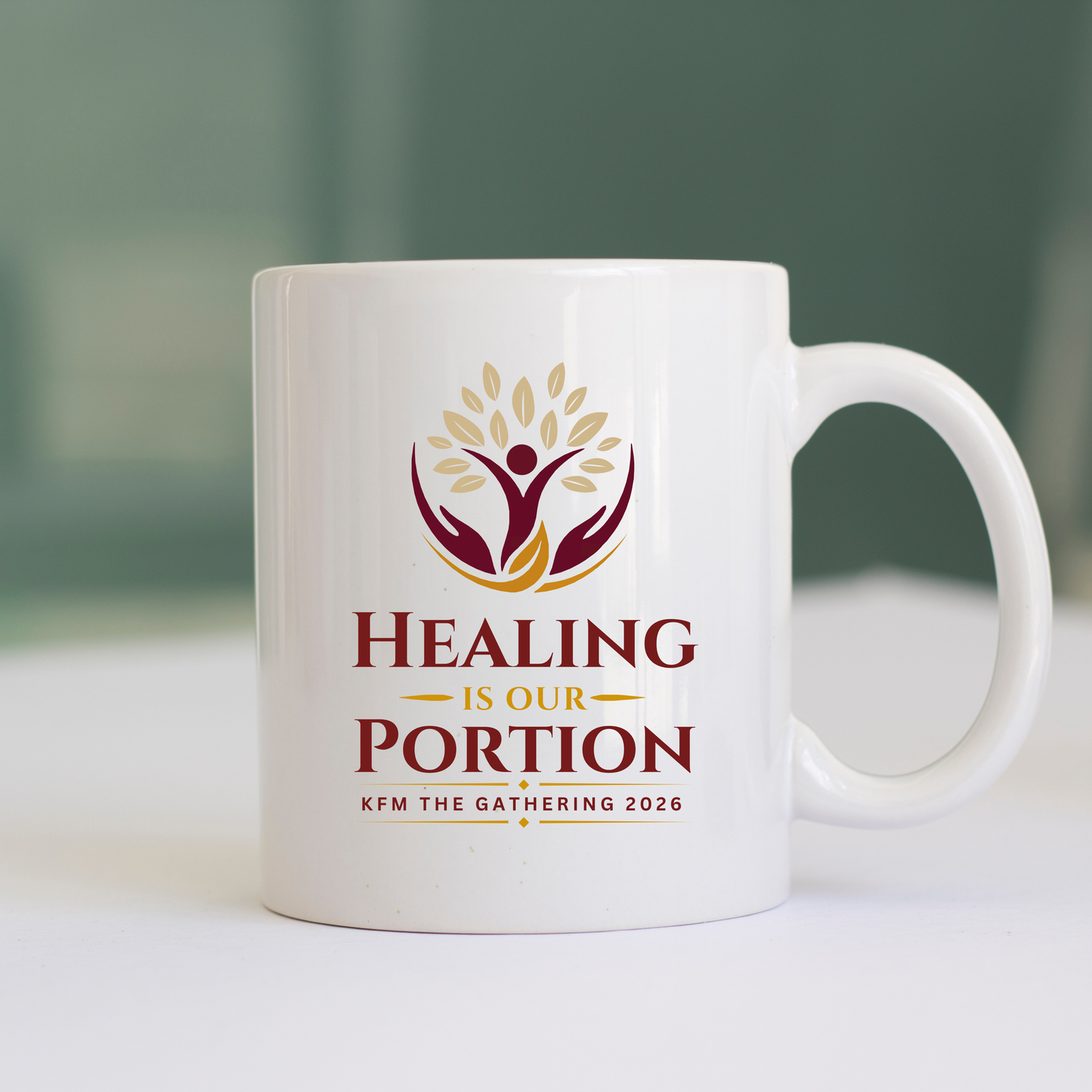 Healing Is Our Portion Apparel | KFM The Gathering 2026 | 15oz Mug – The Gathering Keepsake