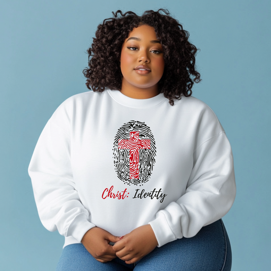 Christ: Identity Fingerprint with Cross Sweatshirt
