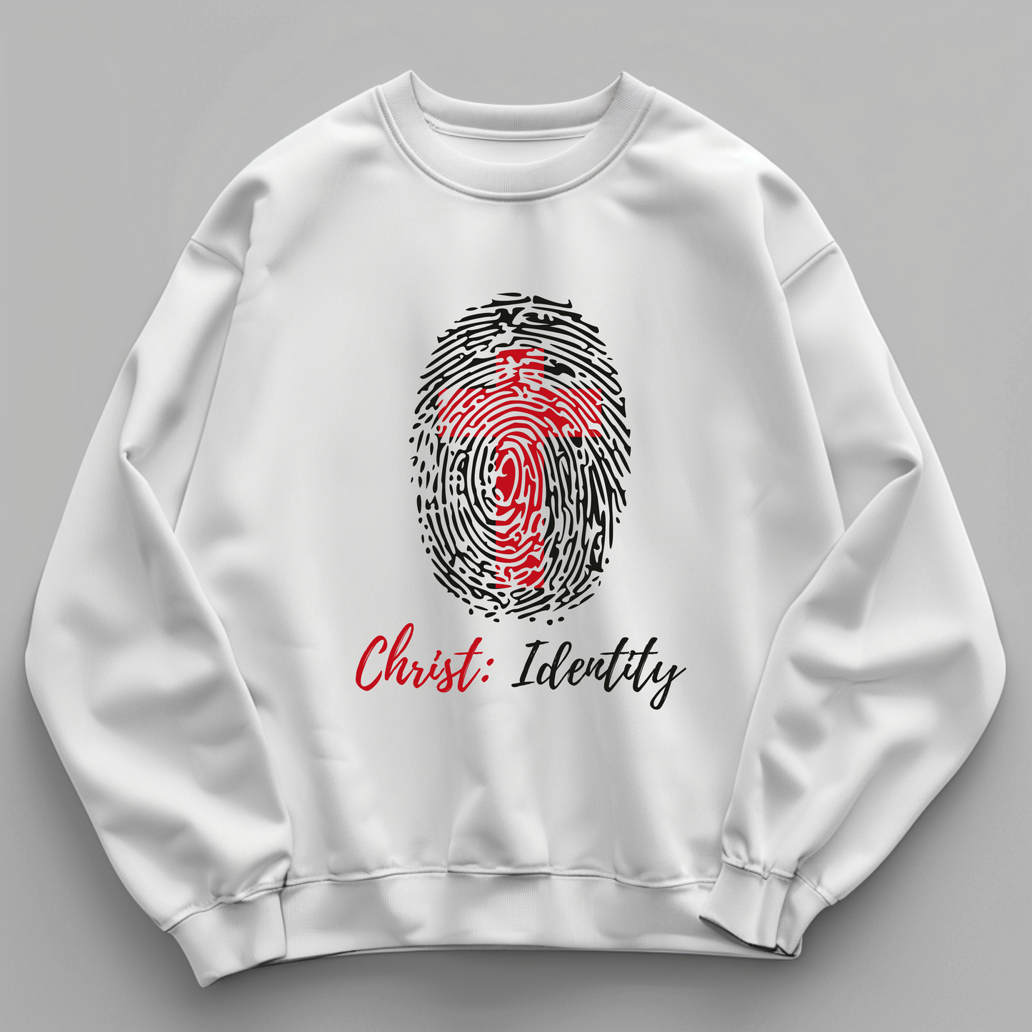 Christ: Identity Fingerprint with Cross Sweatshirt