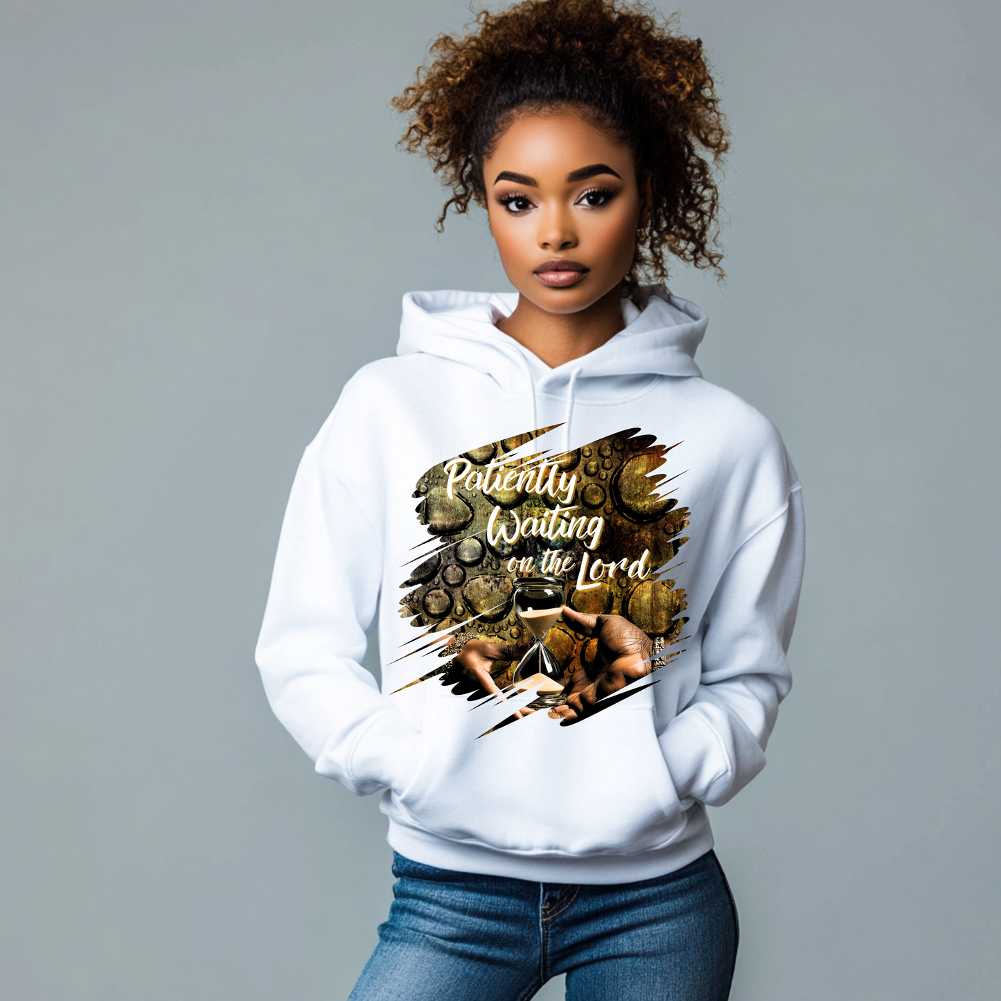 Patiently Waiting - Hoodies with Sleeve Scripture