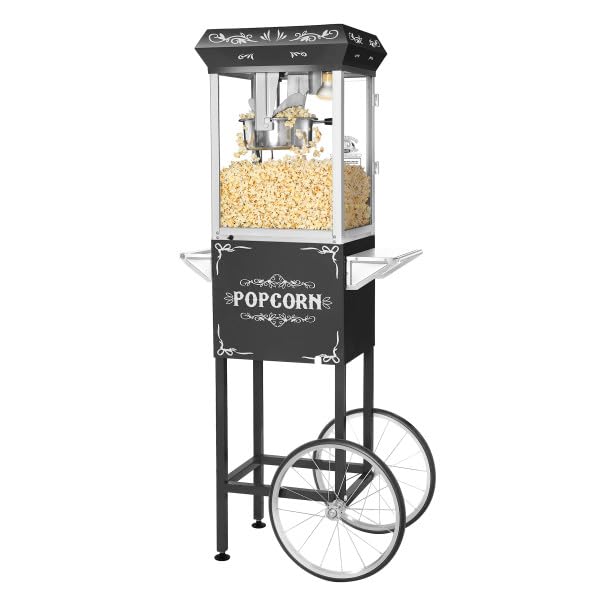 Countertop Popcorn Machine- Antique Style Movie Night Popper- 8oz Kettle, Old Maids Drawer, Warming Tray & Scoop by Superior Popcorn Company (Black)