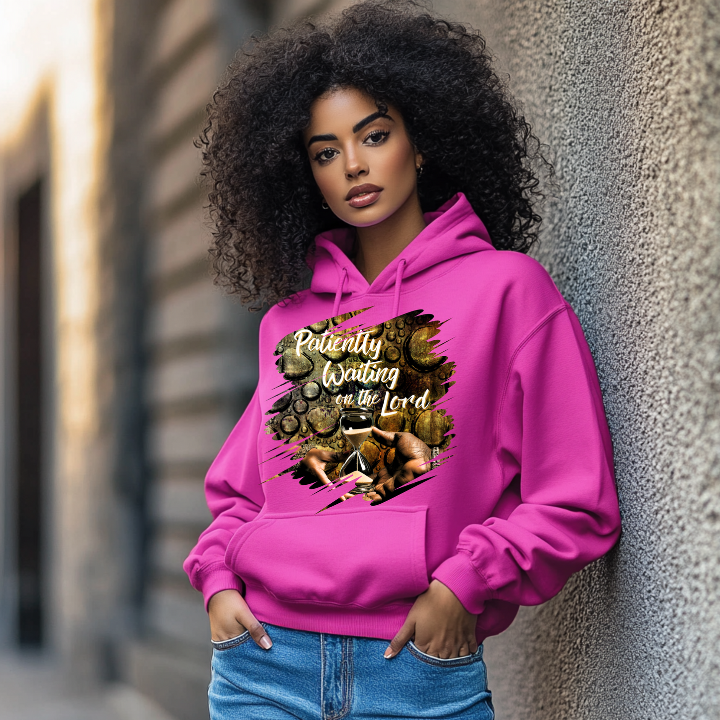 Patiently Waiting - Hoodies with Sleeve Scripture