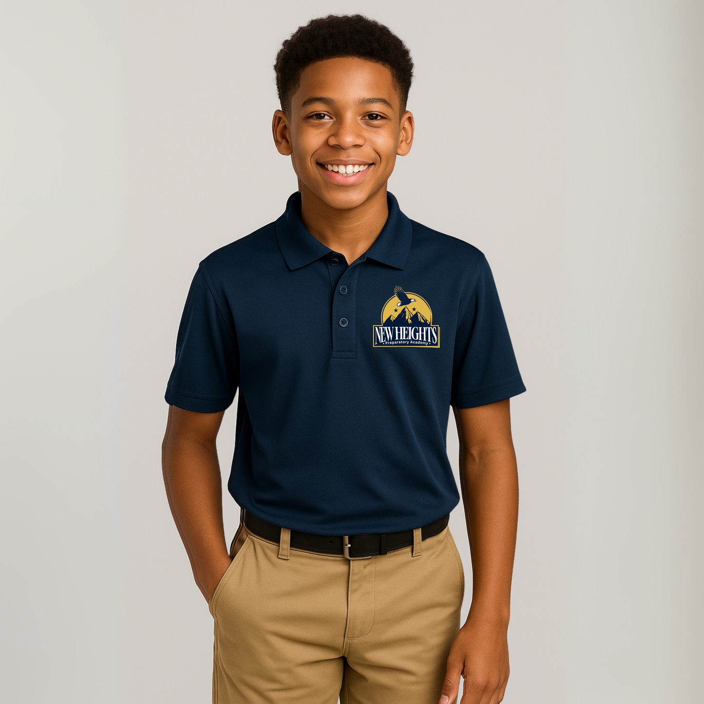 New Heights Logo Patch Dri-Fit Polo | Breathable School Uniform Shirt