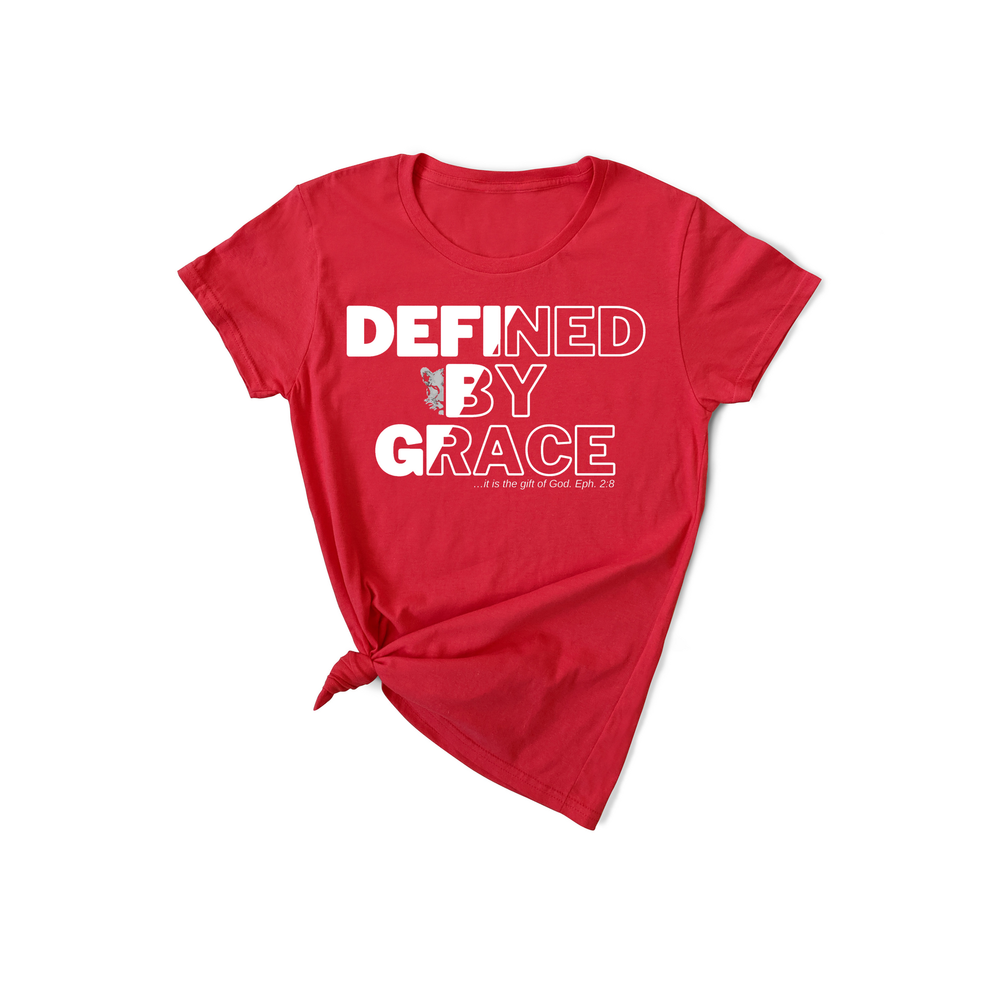 Defined by Grace - Ephesians 2:8 Inspiration T-Shirt - Red