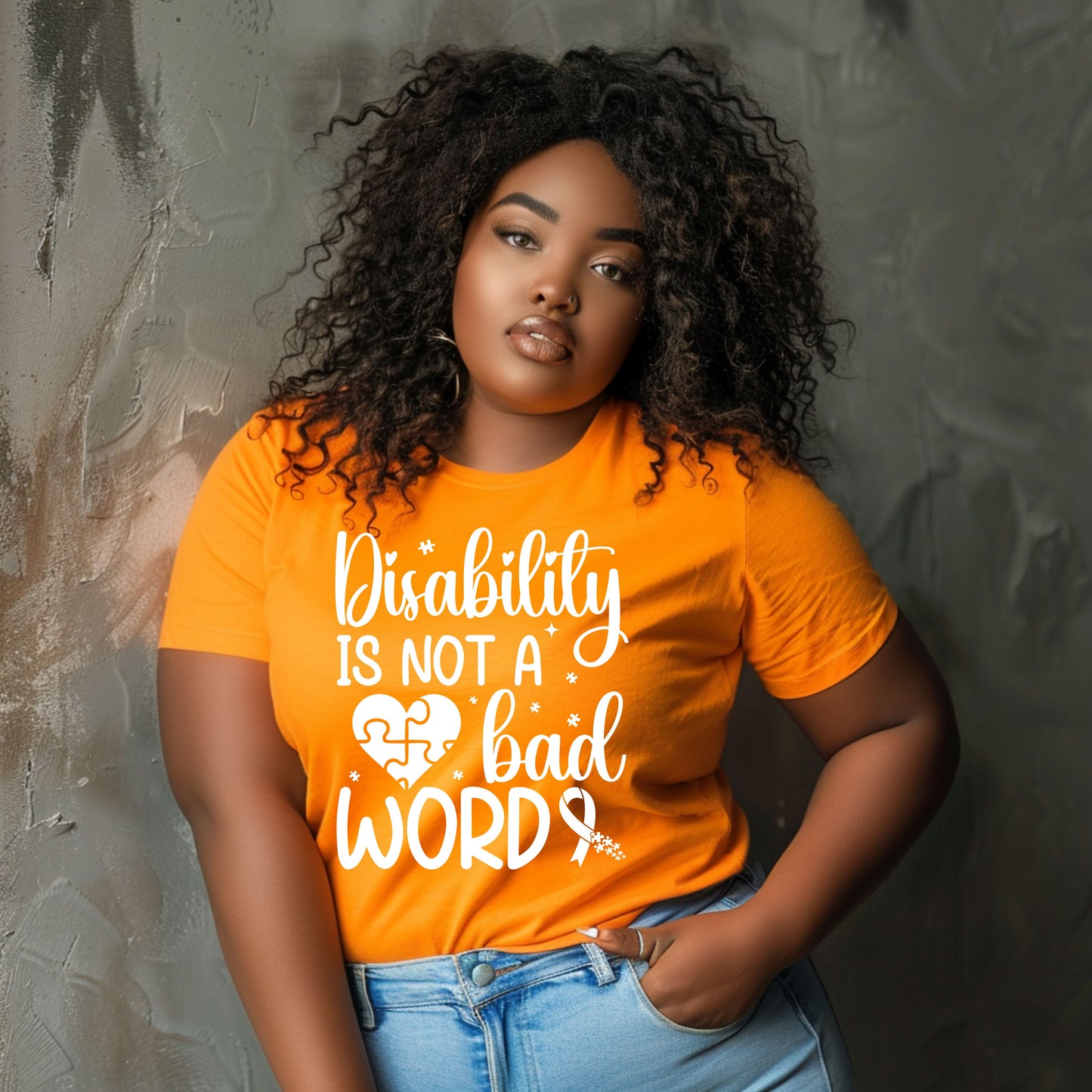 Disability Is Not a Bad Word - White Text - T-Shirt