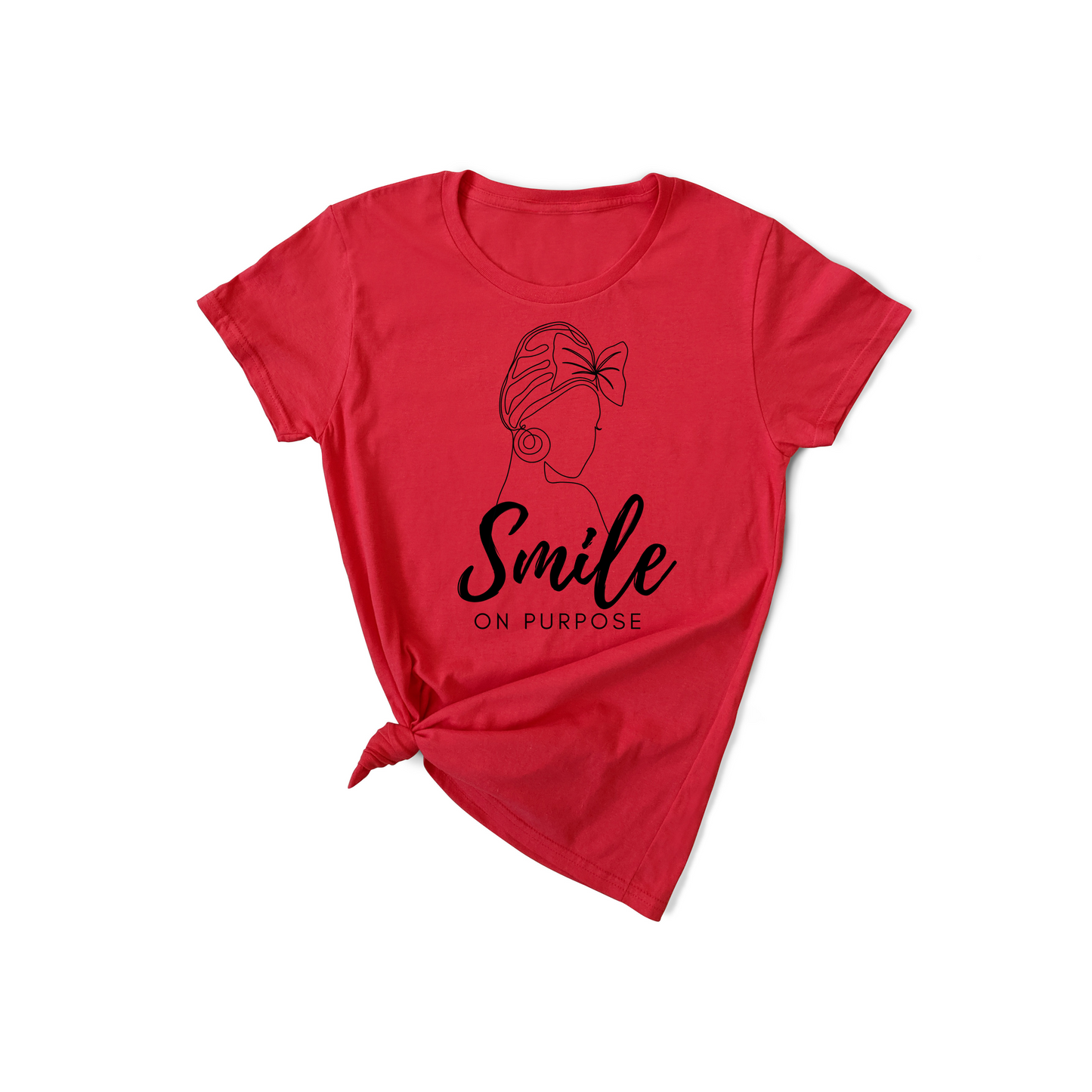 Smile On Purpose - with African American Woman Outline T-Shirt