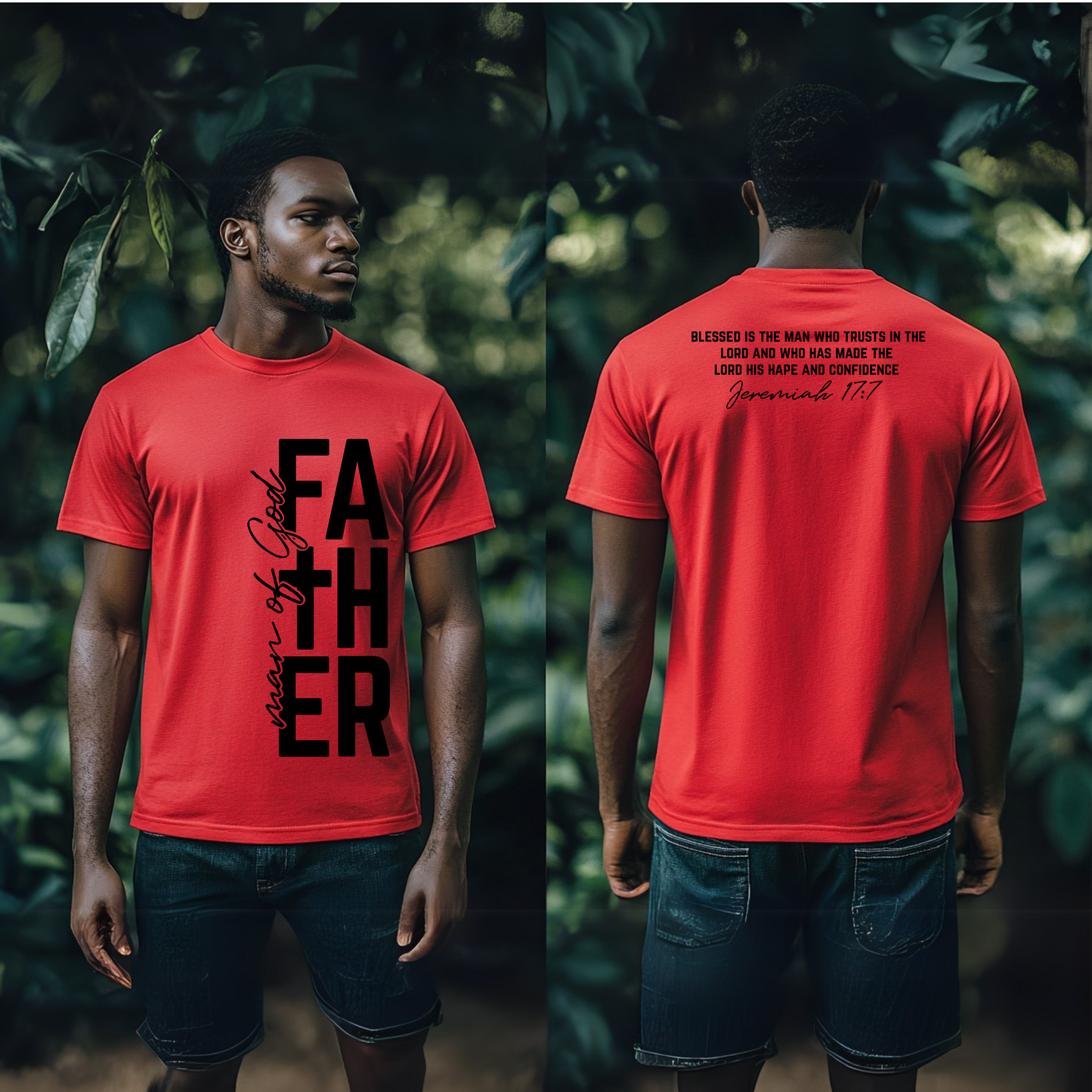 Man of God Father T-Shirt – Jeremiah 17:7 Bible Verse Tee for Dads