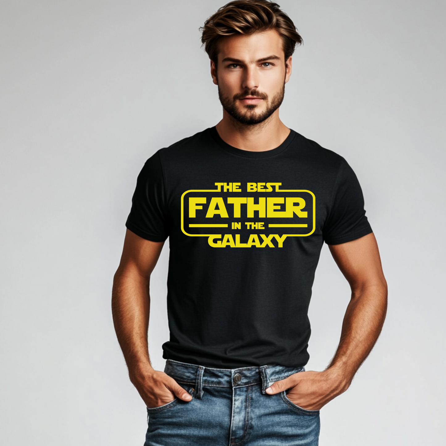The Best Father in the Galaxy T-Shirt | Funny Sci-Fi Dad Gift Tee