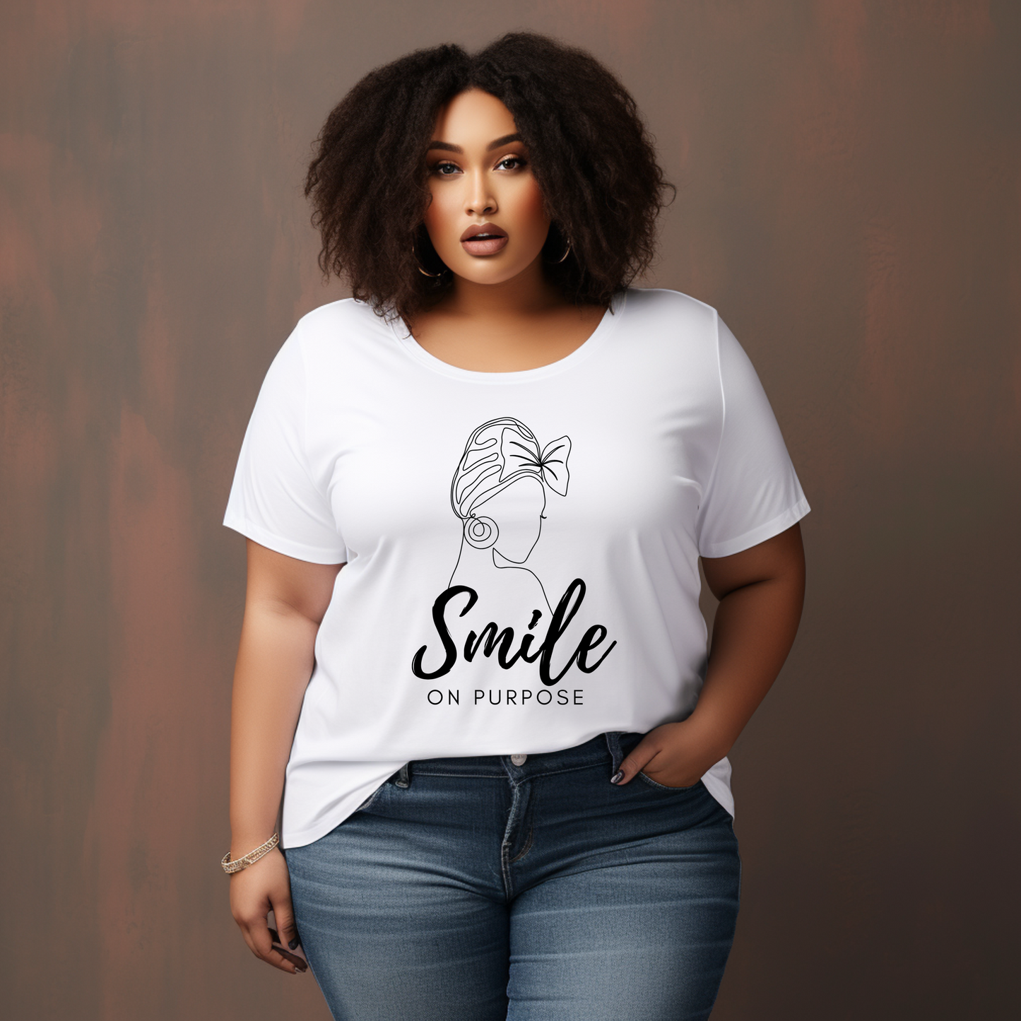 Smile On Purpose - with African American Woman Outline T-Shirt