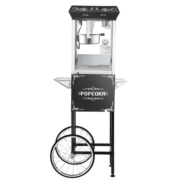 Countertop Popcorn Machine- Antique Style Movie Night Popper- 8oz Kettle, Old Maids Drawer, Warming Tray & Scoop by Superior Popcorn Company (Black)