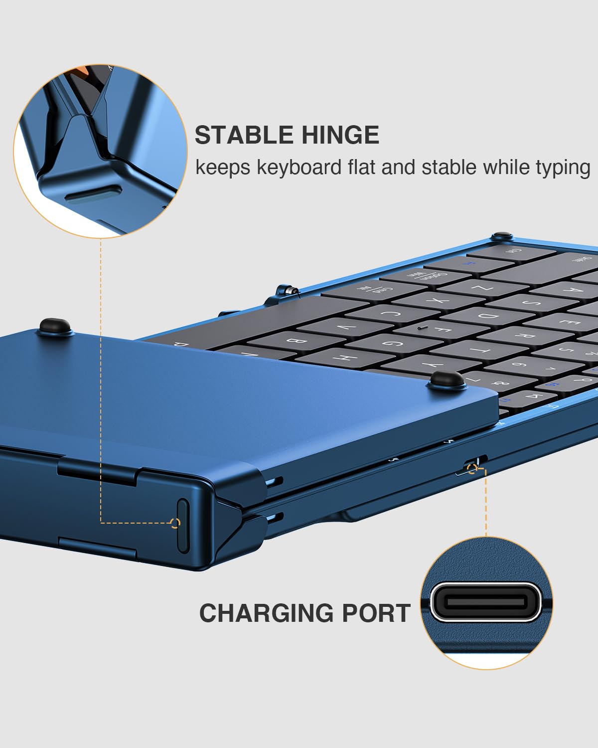 ProtoArc Foldable Bluetooth Keyboard, XK01 Folding Wireless Portable Keyboard with Numeric Keypad, Full-Size Travel Keyboards for iPad Tablet Smartphone Laptop PC Windows iOS Android, Black