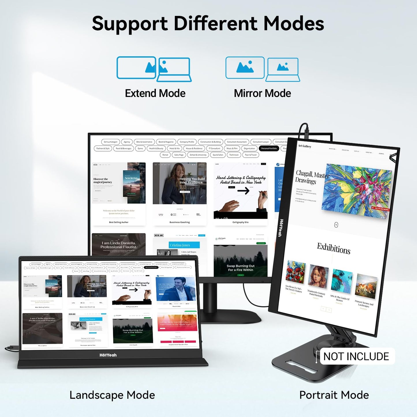 HotYeah Portable Monitor, 16.1in 1080P FHD Laptop Monitor USB-C HDMI External Computer Display HDR IPS w/Smart Cover & Speaker, 2nd Screen for PC Mac Phone Switch PS5