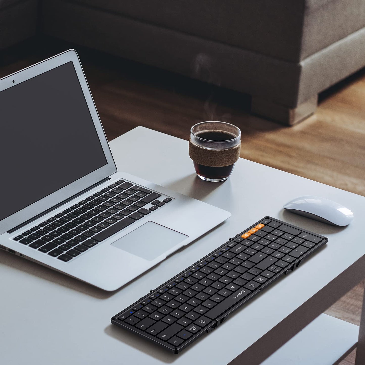 ProtoArc Foldable Bluetooth Keyboard, XK01 Folding Wireless Portable Keyboard with Numeric Keypad, Full-Size Travel Keyboards for iPad Tablet Smartphone Laptop PC Windows iOS Android, Black