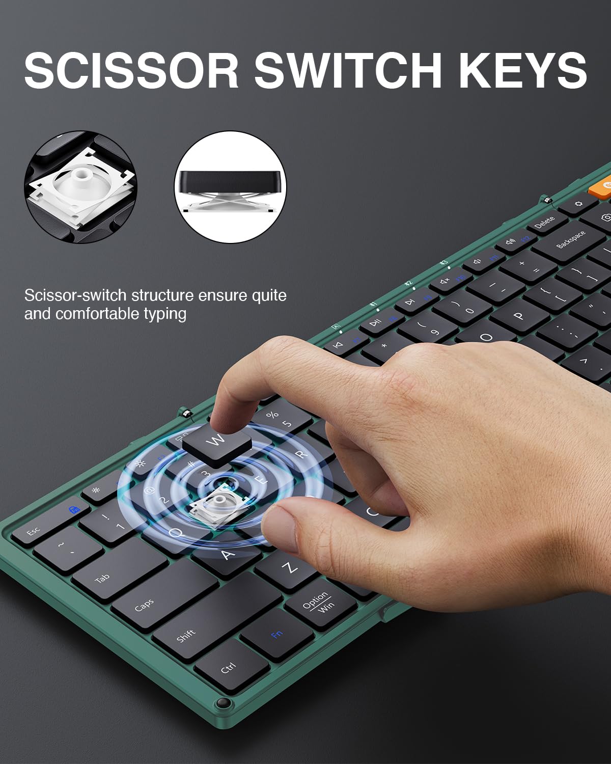 ProtoArc Foldable Bluetooth Keyboard, XK01 Folding Wireless Portable Keyboard with Numeric Keypad, Full-Size Travel Keyboards for iPad Tablet Smartphone Laptop PC Windows iOS Android, Black