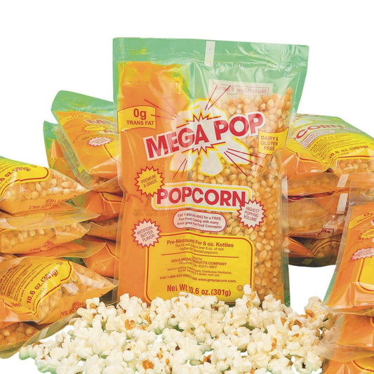 Mega PopA Corn, Oil and Salt Kit for Popcorn Makers with a 8 oz. Kettle (Case of 24)