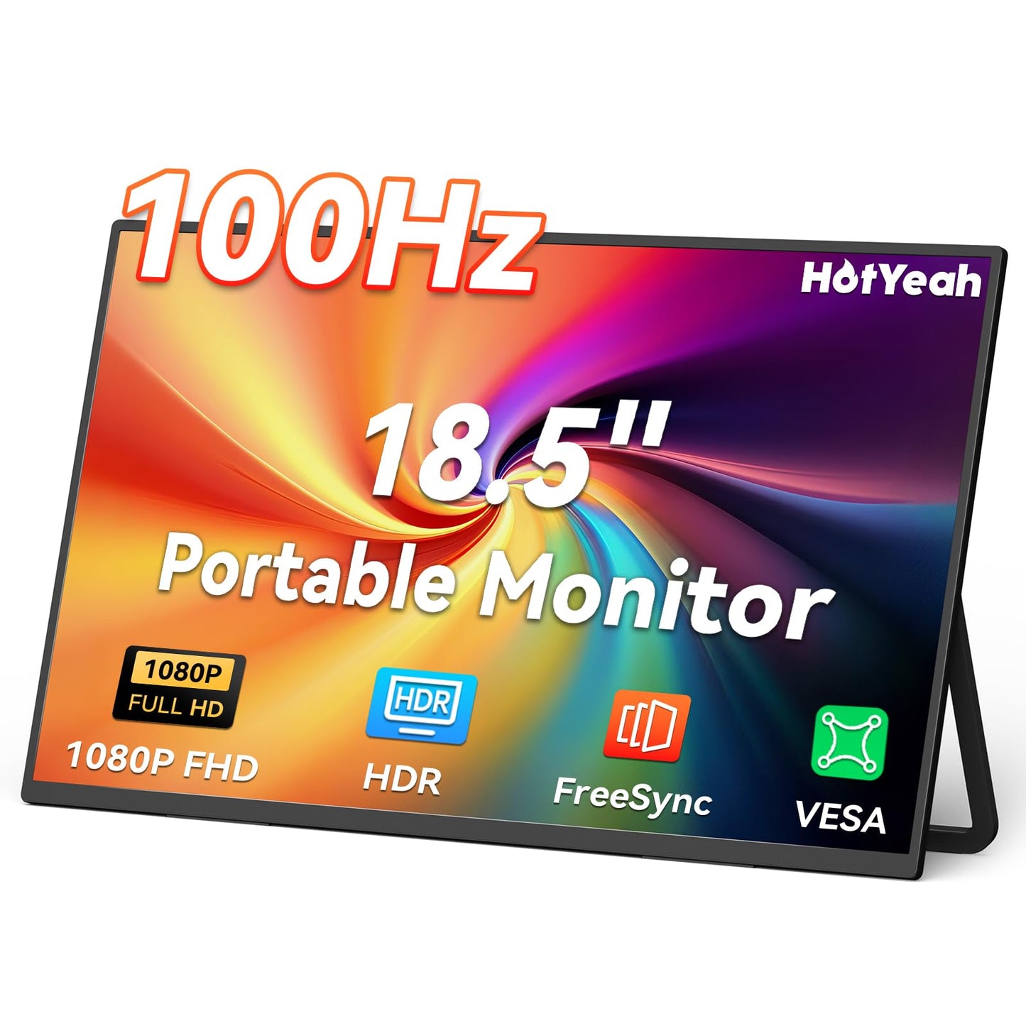 HotYeah Portable Monitor, 16.1in 1080P FHD Laptop Monitor USB-C HDMI External Computer Display HDR IPS w/Smart Cover & Speaker, 2nd Screen for PC Mac Phone Switch PS5