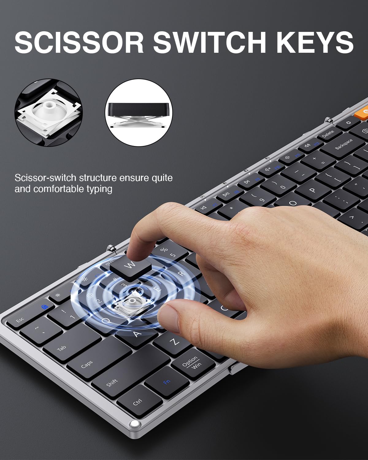 ProtoArc Foldable Bluetooth Keyboard, XK01 Folding Wireless Portable Keyboard with Numeric Keypad, Full-Size Travel Keyboards for iPad Tablet Smartphone Laptop PC Windows iOS Android, Black