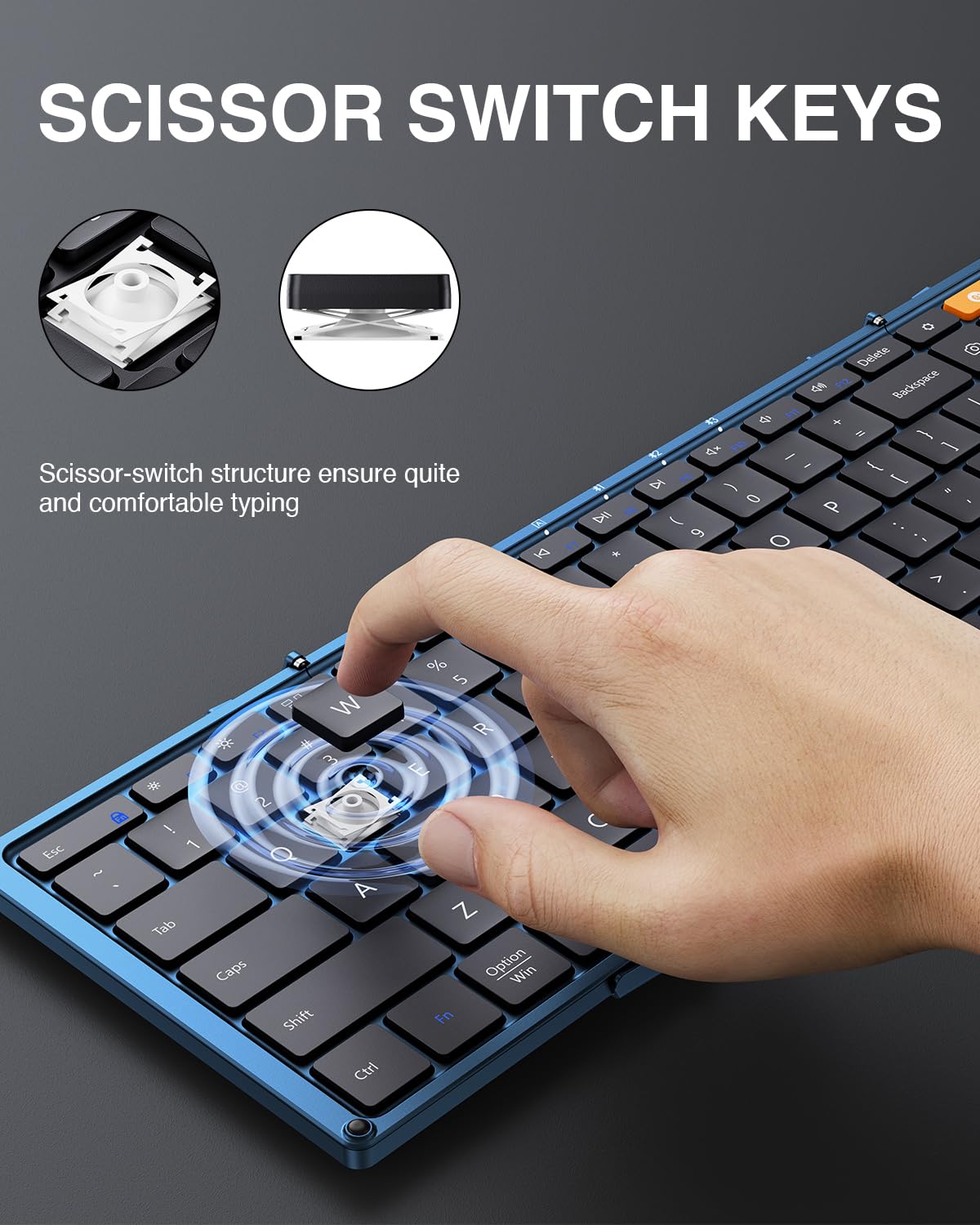 ProtoArc Foldable Bluetooth Keyboard, XK01 Folding Wireless Portable Keyboard with Numeric Keypad, Full-Size Travel Keyboards for iPad Tablet Smartphone Laptop PC Windows iOS Android, Black