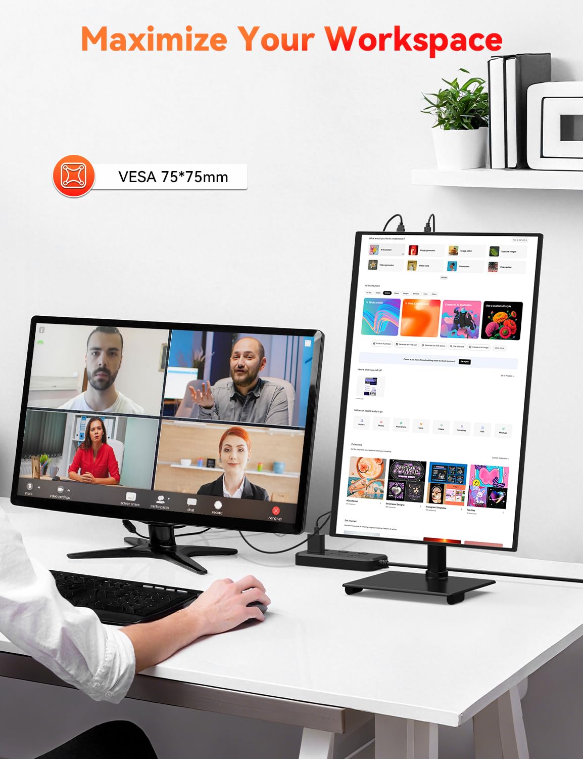 HotYeah Portable Monitor, 16.1in 1080P FHD Laptop Monitor USB-C HDMI External Computer Display HDR IPS w/Smart Cover & Speaker, 2nd Screen for PC Mac Phone Switch PS5