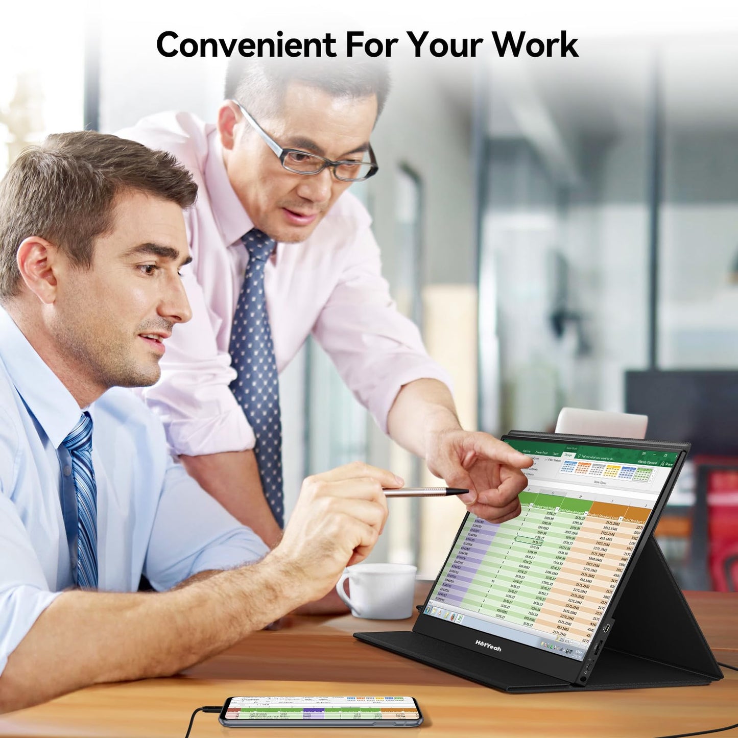 HotYeah Portable Monitor, 16.1in 1080P FHD Laptop Monitor USB-C HDMI External Computer Display HDR IPS w/Smart Cover & Speaker, 2nd Screen for PC Mac Phone Switch PS5