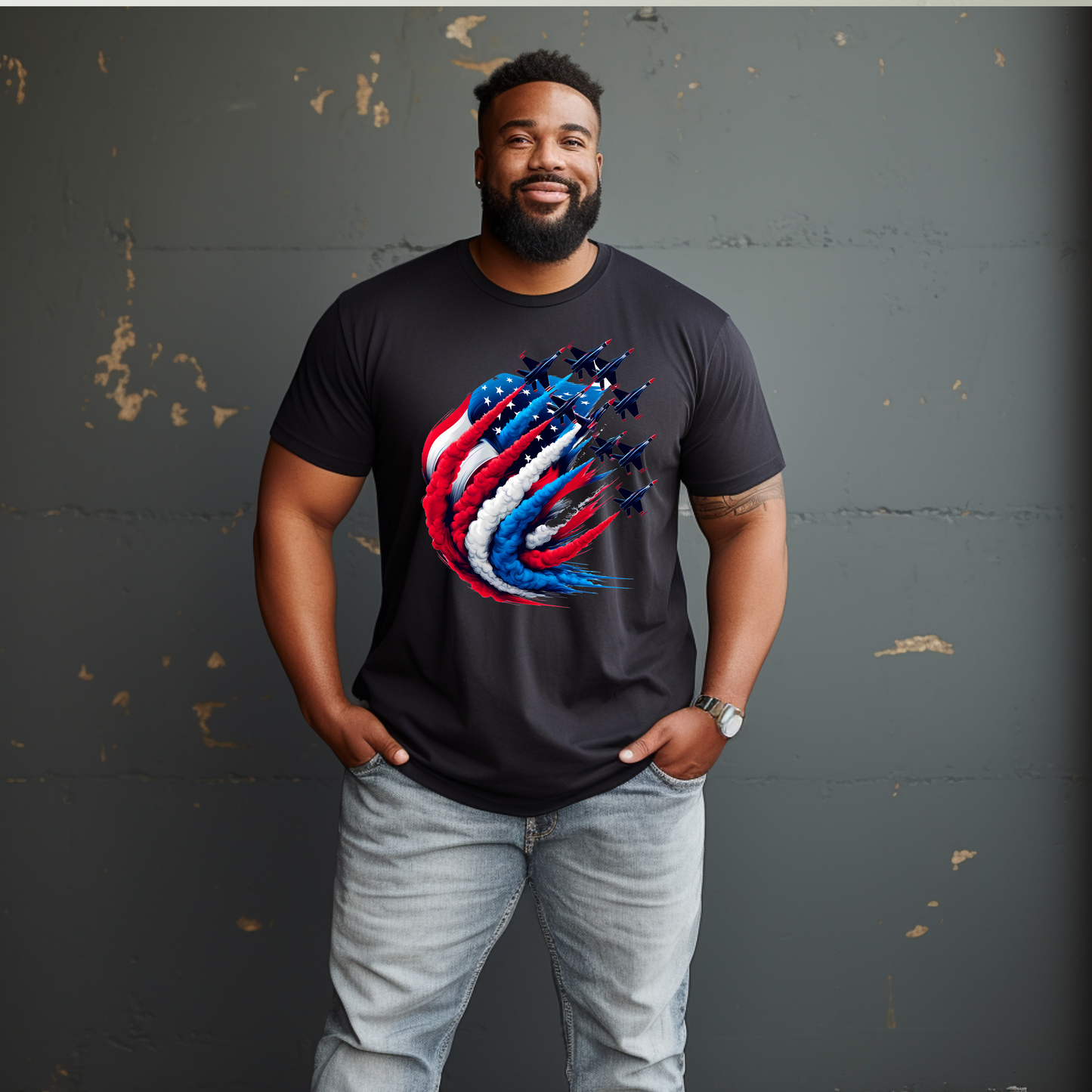 Flag with Jets and Jet Streams T-shirt | Empowered Wear