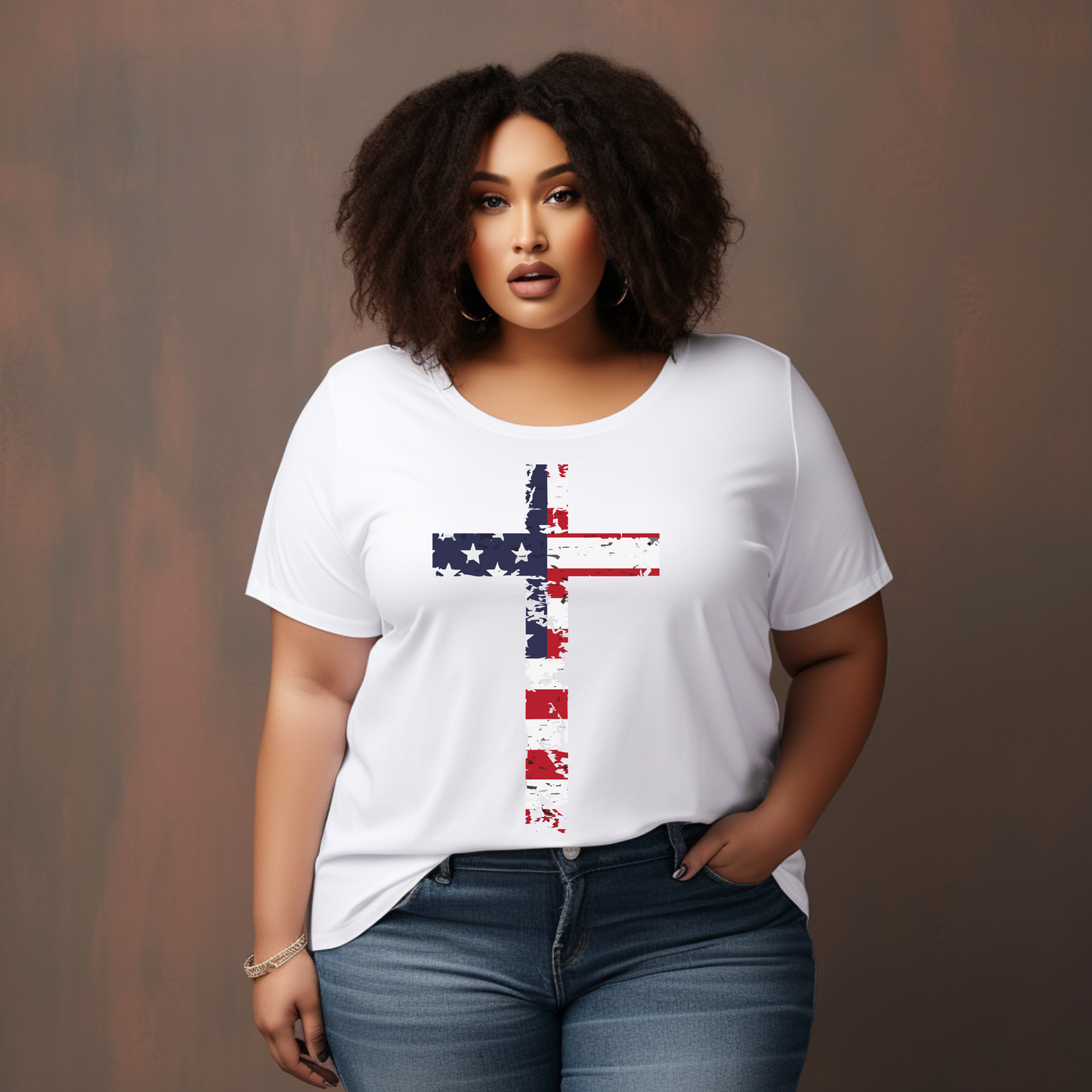 Rustic American Flag Cross T-shirt | Empowered Wear